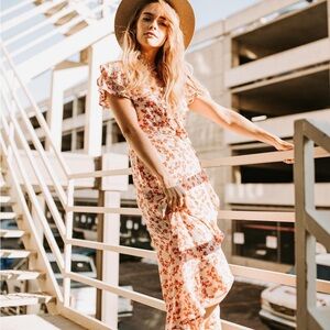 Piper & Scoot floral faux wrap dress